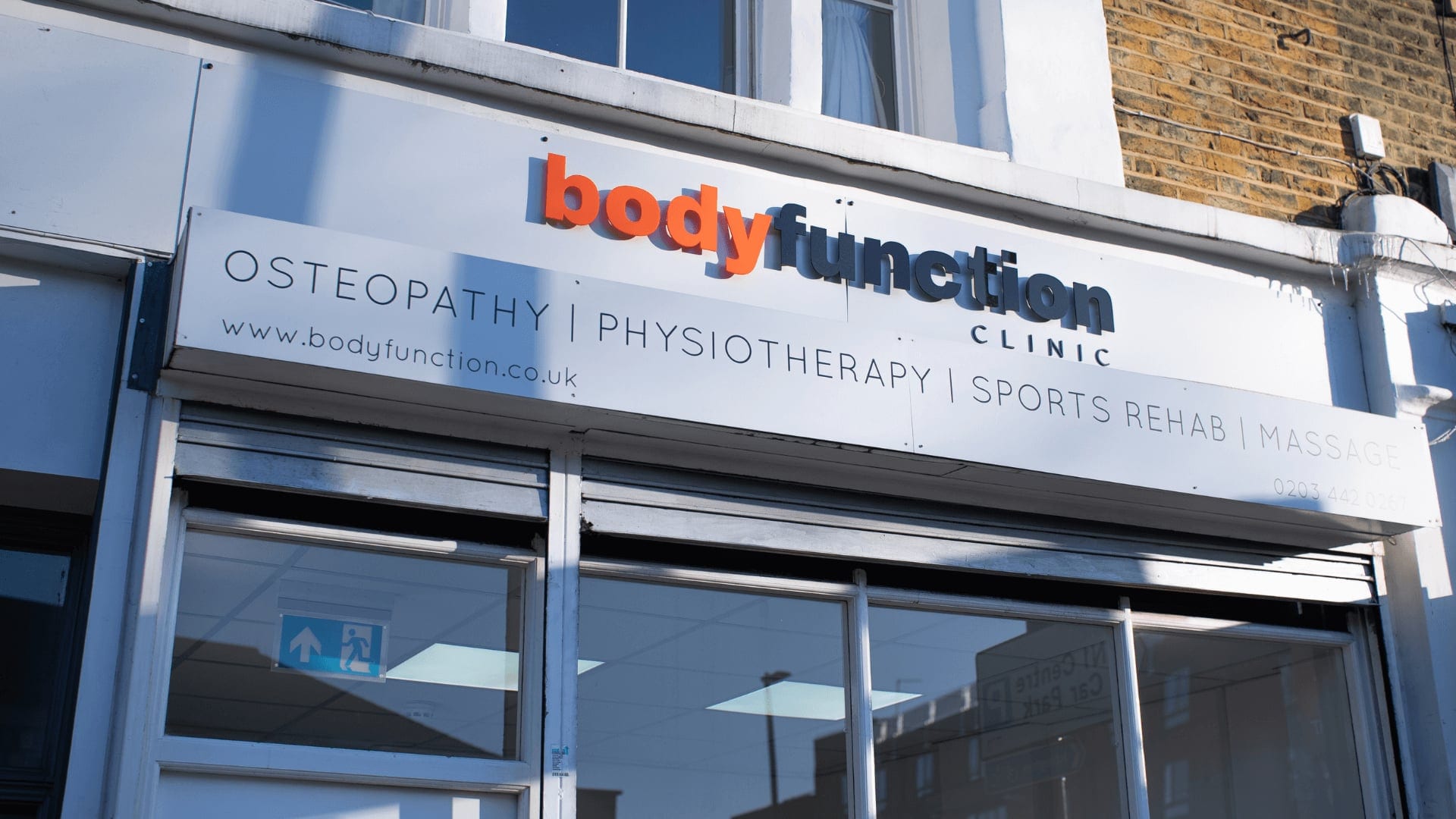 Bodyfunction Clinic Islington osteopathy physiotherapy and sports massage clinic signage
